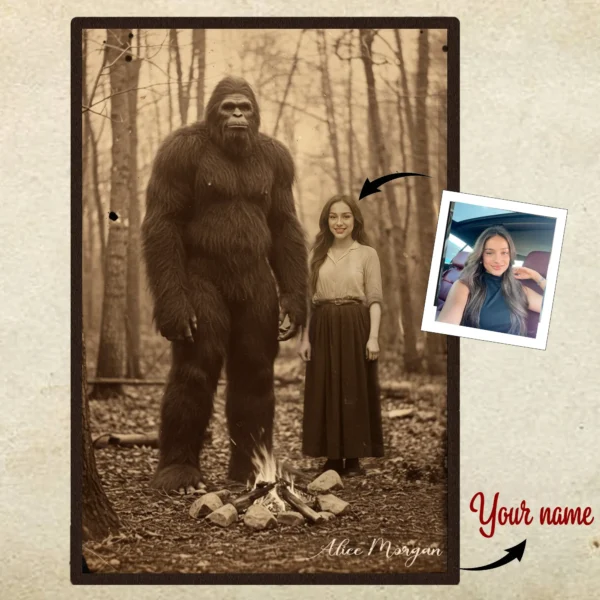 Personalized Bigfoot Poster Custom Face Vintage Sasquatch Wall Art