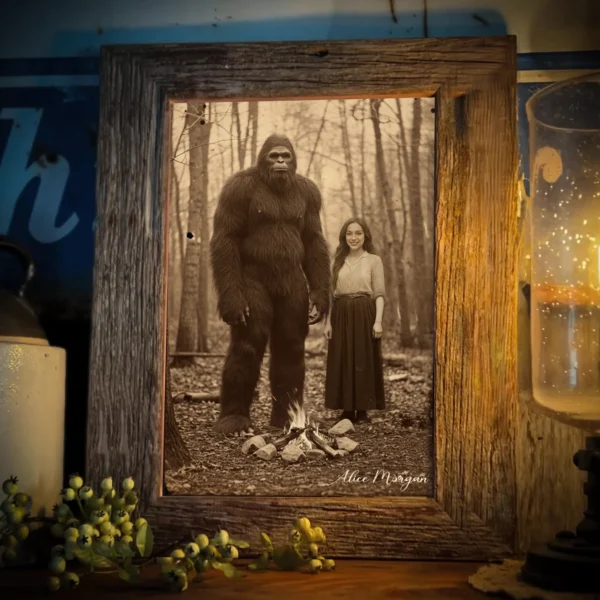 Personalized Bigfoot Poster Custom Face Vintage Sasquatch Wall Art