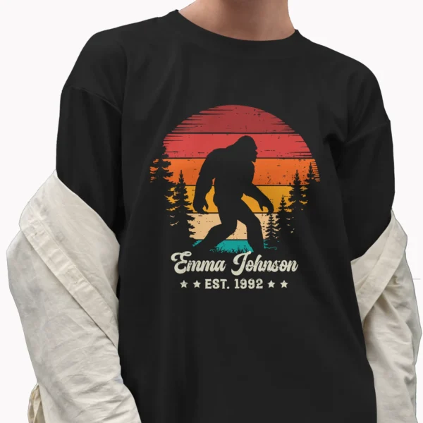 Personalized Retro Bigfoot Shirt Custom Name Sasquatch Gift