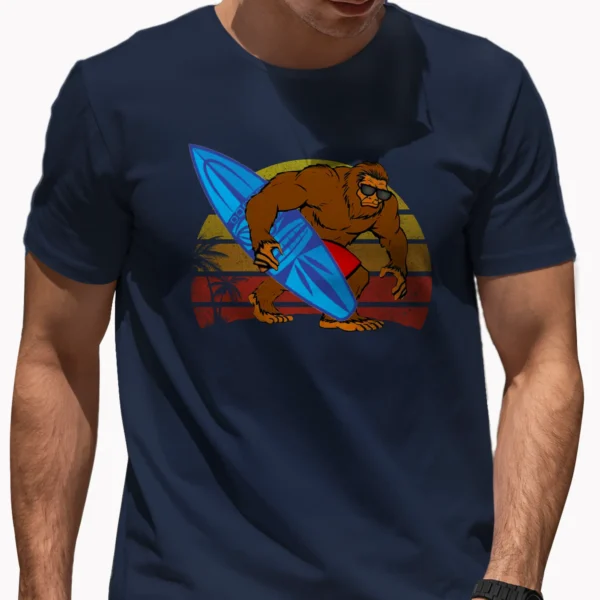 Retro Bigfoot Surfing Shirt Sasquatch With Surfboard Summer