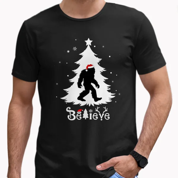 Skunk Ape Christmas Shirt Believe Cryptid Gift Santa Tree