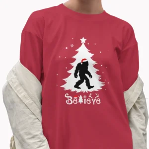 Skunk Ape Christmas Shirt Believe Cryptid Gift Santa Tree