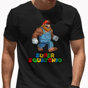 Super Squatchio Bigfoot Mario Shirt Sasquatch Gamer Gifts