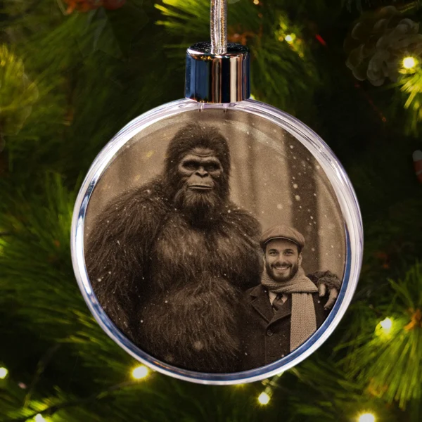Personalized Bigfoot Christmas Ornament Custom Face Sasquatch Vintage Decor - Image 3