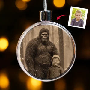 Personalized Bigfoot Christmas Ornament Custom Face Sasquatch Vintage Decor