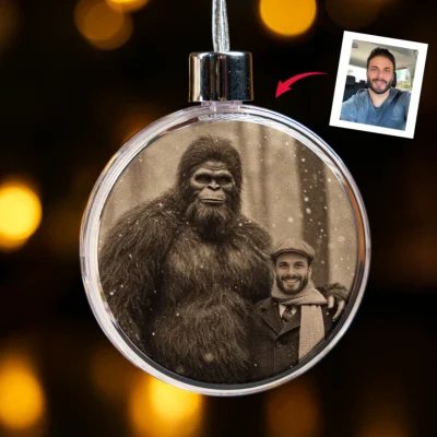 Personalized Bigfoot Christmas Ornament Custom Face Sasquatch Vintage Decor