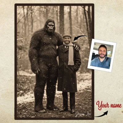 20+ Best Bigfoot Decor Ideas to Create a Legendary Space 3 Personalized Bigfoot Christmas Vintage Poster Custom Face Photo Sasquatch Decor