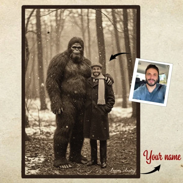 Personalized Bigfoot Christmas Vintage Poster
