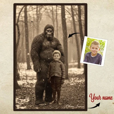 The Ultimate Guide to Personalized Bigfoot Gifts (50+ Ideas) 8 Personalized Bigfoot Christmas Vintage Poster Custom Face Photo Sasquatch Decor