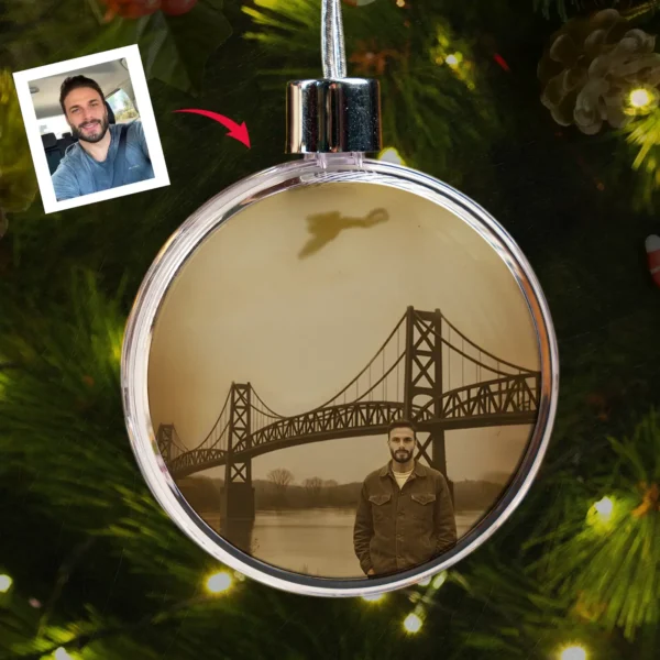 Personalized Mothman 1967 Christmas Ornament Custom Face Silver Bridge Decor