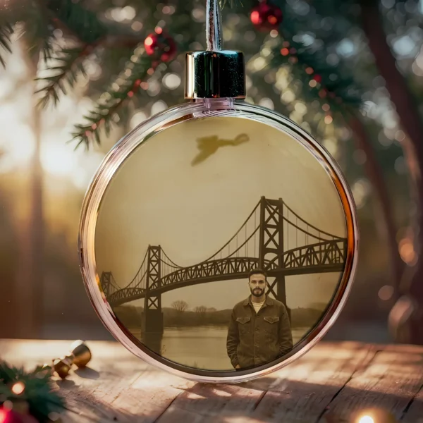 Personalized Mothman 1967 Christmas Ornament Custom Face Silver Bridge Decor