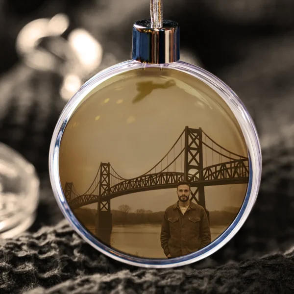 Personalized Mothman 1967 Christmas Ornament Custom Face Silver Bridge Decor
