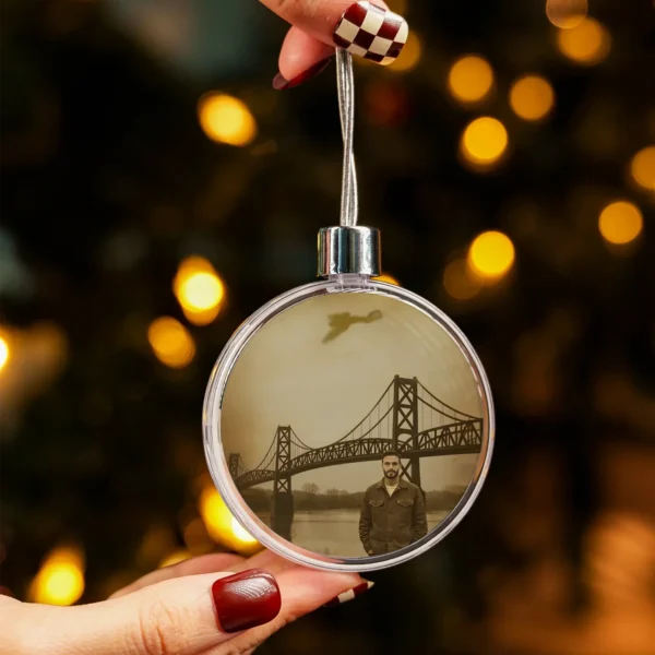 Personalized Mothman 1967 Christmas Ornament Custom Face Silver Bridge Decor