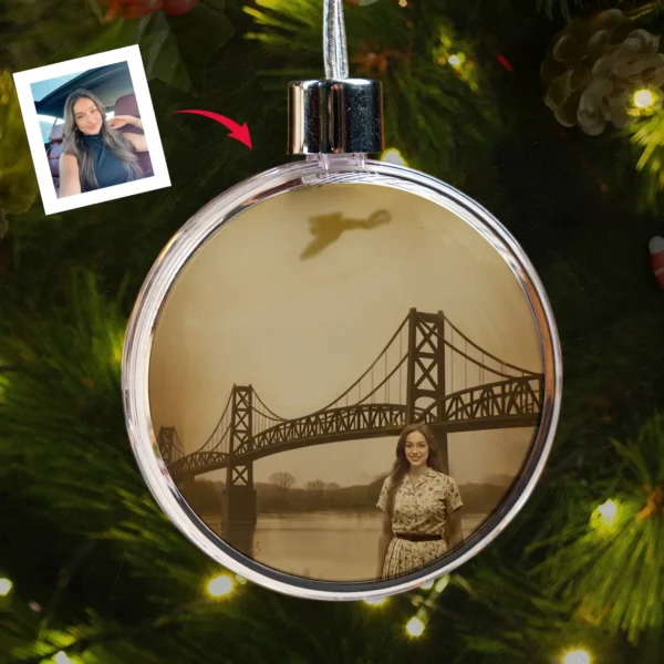 Personalized Mothman 1967 Christmas Ornament Custom Face Silver Bridge Decor
