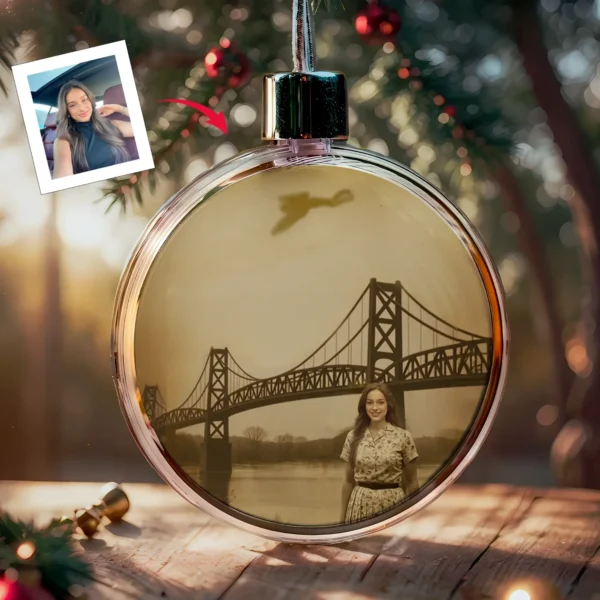 Personalized Mothman 1967 Christmas Ornament Custom Face Silver Bridge Decor