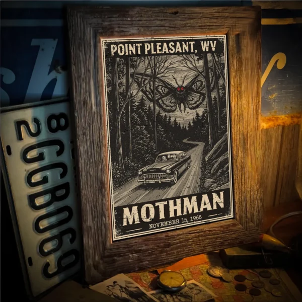Historic Sighting Mothman 1966 Poster Vintage Art Decor