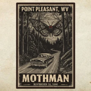 Historic Sighting Mothman 1966 Poster Vintage Art Decor