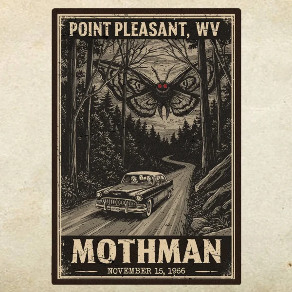Historic Sighting Mothman 1966 Poster Vintage Art Decor