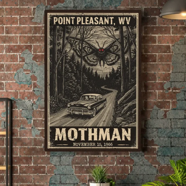 Historic Sighting Mothman 1966 Poster Vintage Art Decor