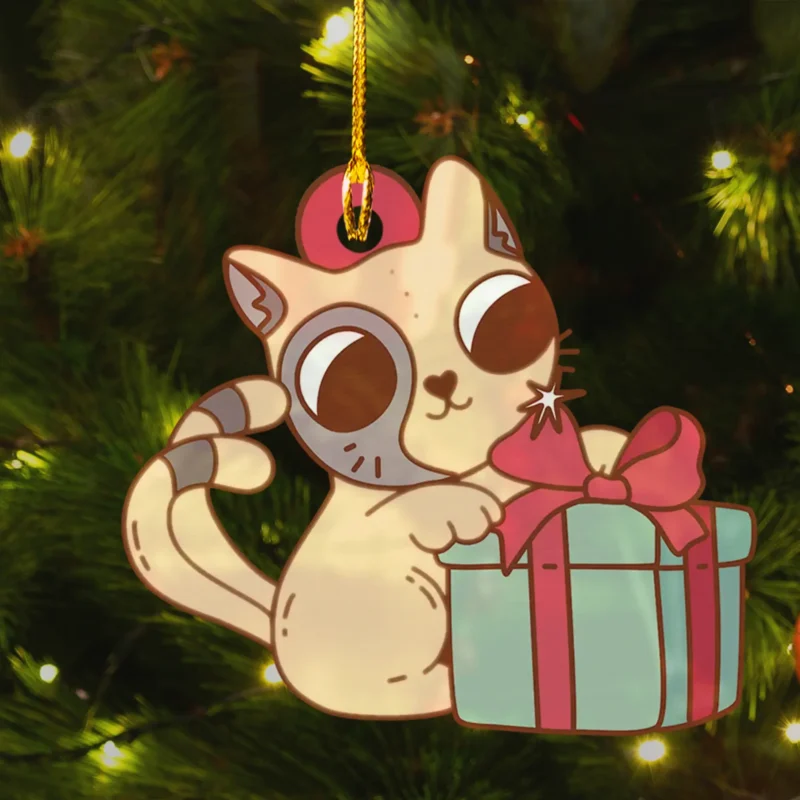 Beyond Human Form: Enigmatic Humanoids & Shapeshifters Christmas Ornaments 7 Cute Cat Nekomata Christmas Ornament Two Tailed Cat Decor