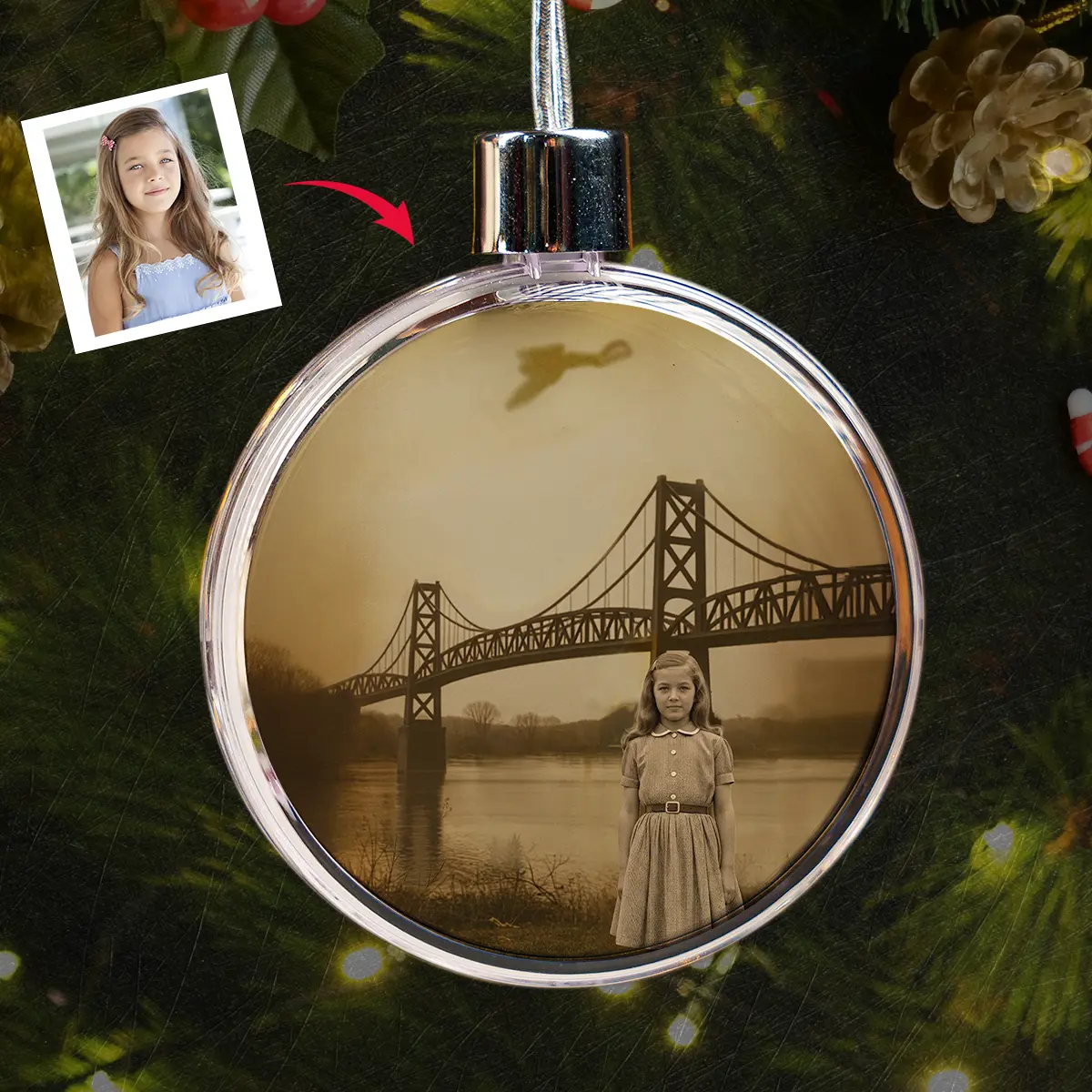 Personalized 1967 Mothman Sighting Ornament | Your Face in Lost Photo, Custom Christmas Gift 8 Personalized 1967 Mothman Sighting Ornament Your Face in Lost Photo, Custom Christmas Gift