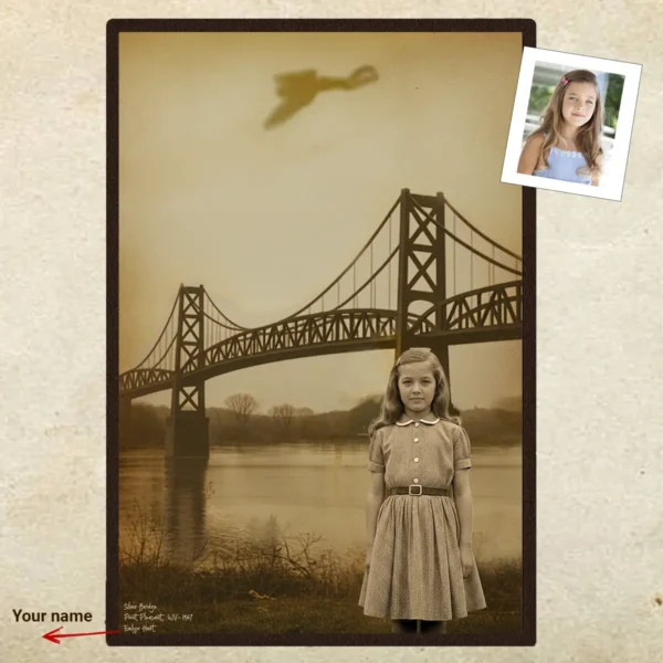 Personalized 1967 Mothman Sighting Poster Your Face in Lost Photo, Custom Ar