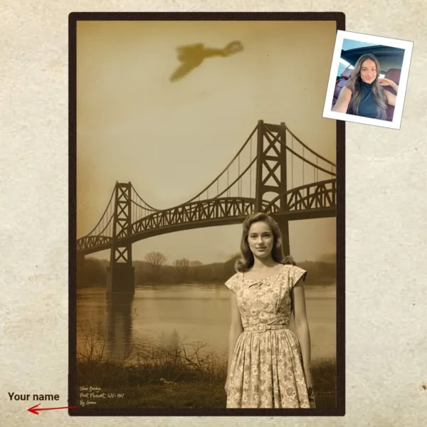 Personalized 1967 Mothman Sighting Poster Your Face in Lost Photo, Custom Ar
