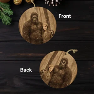 Personalized Bigfoot Christmas Wooden Ornament Custom Face Sasquatch Decor