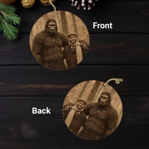 Personalized Bigfoot Christmas Wooden Ornament Custom Face Sasquatch Decor