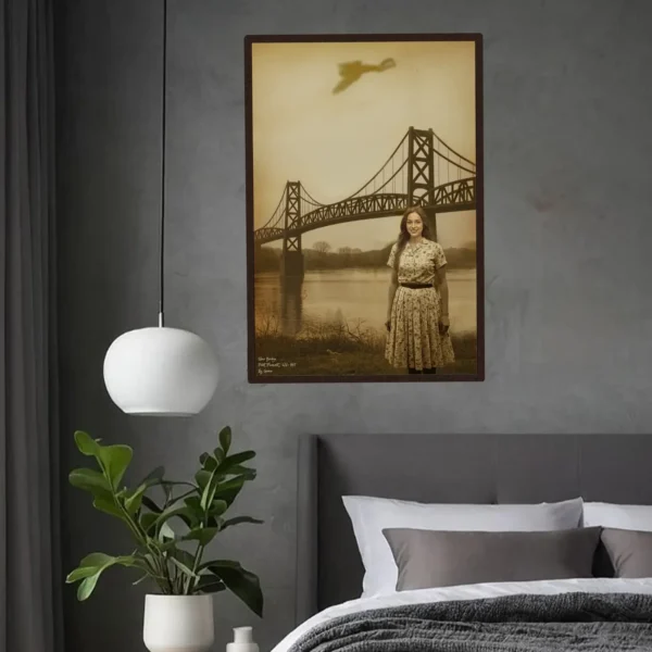 Personalized Mothman 1967 Poster Custom Face Silver Bridge Art