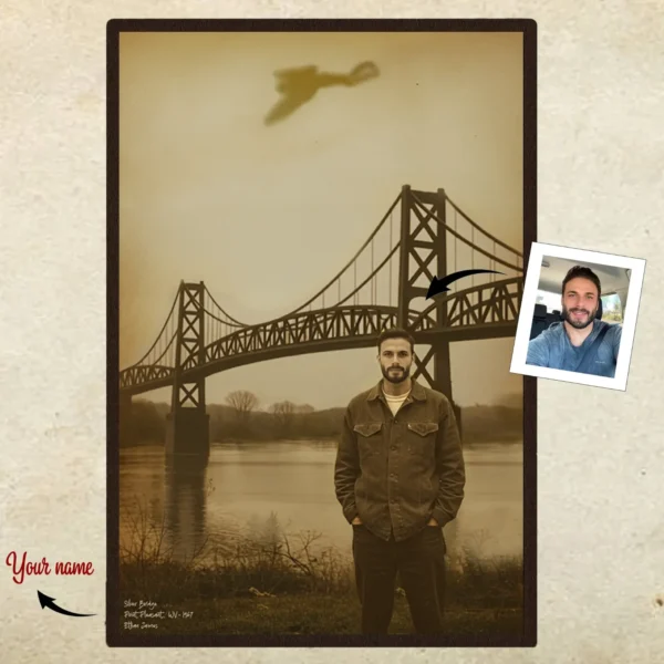 Personalized Mothman 1967 Poster Custom Face Silver Bridge Art