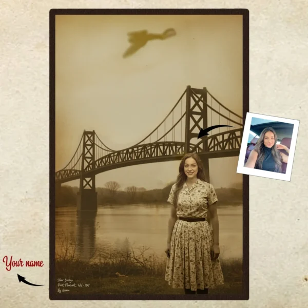 Personalized Mothman 1967 Poster Custom Face Silver Bridge Art