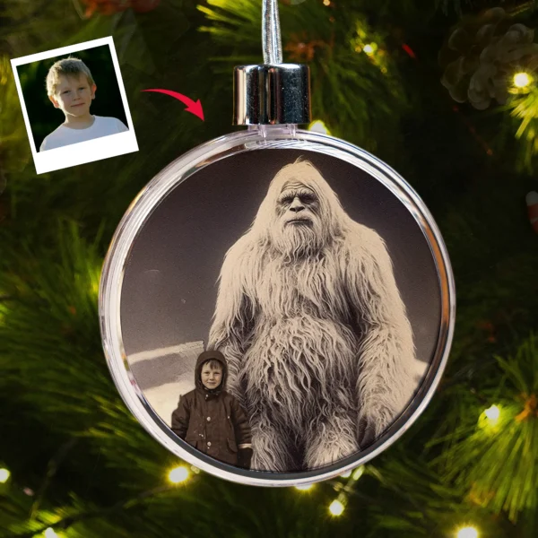 Personalized Yeti Christmas Ornament Custom Face Abominable Snowman Decor