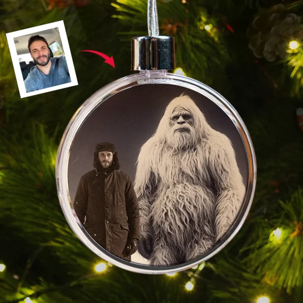Personalized Yeti Christmas Ornament Custom Face Abominable Snowman Decor