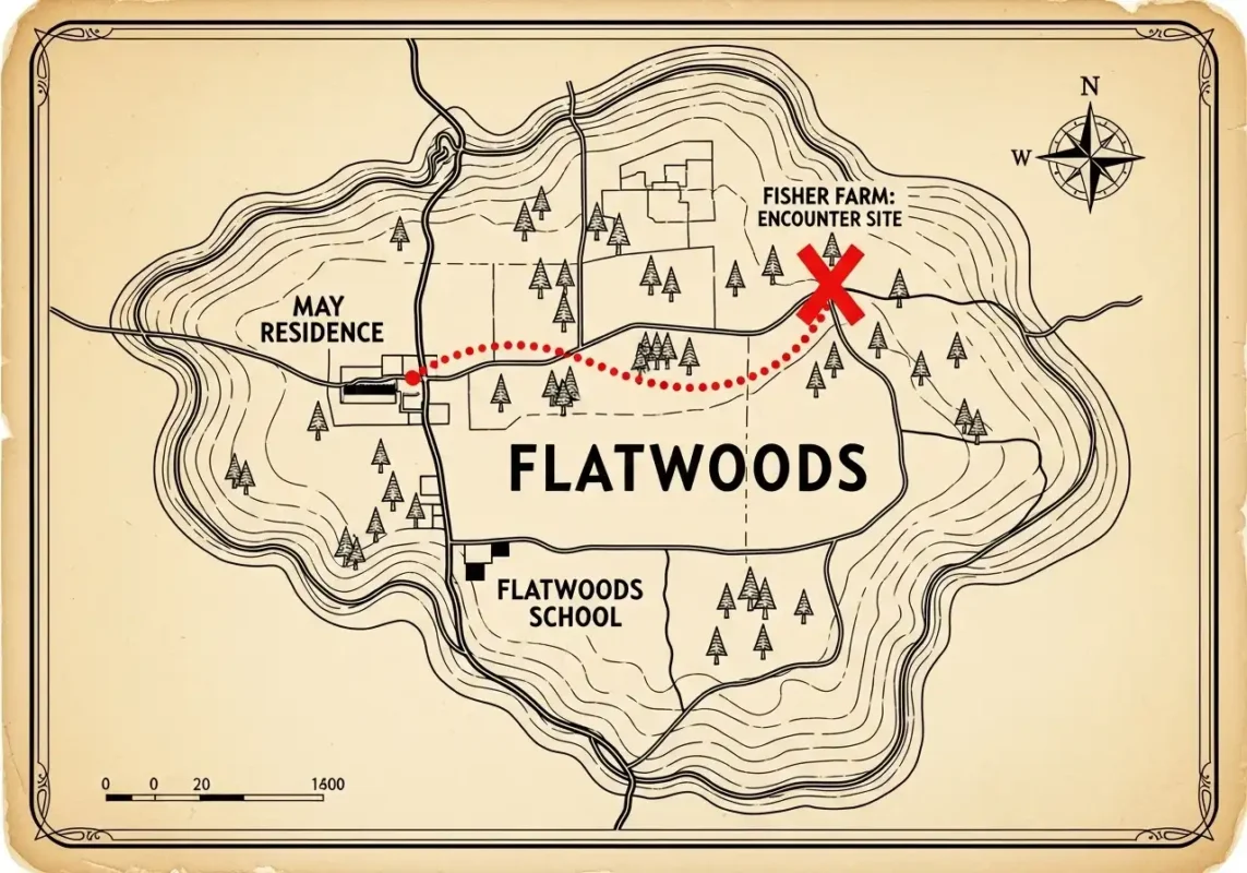 Flatwoods Monster: The Complete West Virginia Alien Guide 4 Flatwoods Monster 1952 incident map