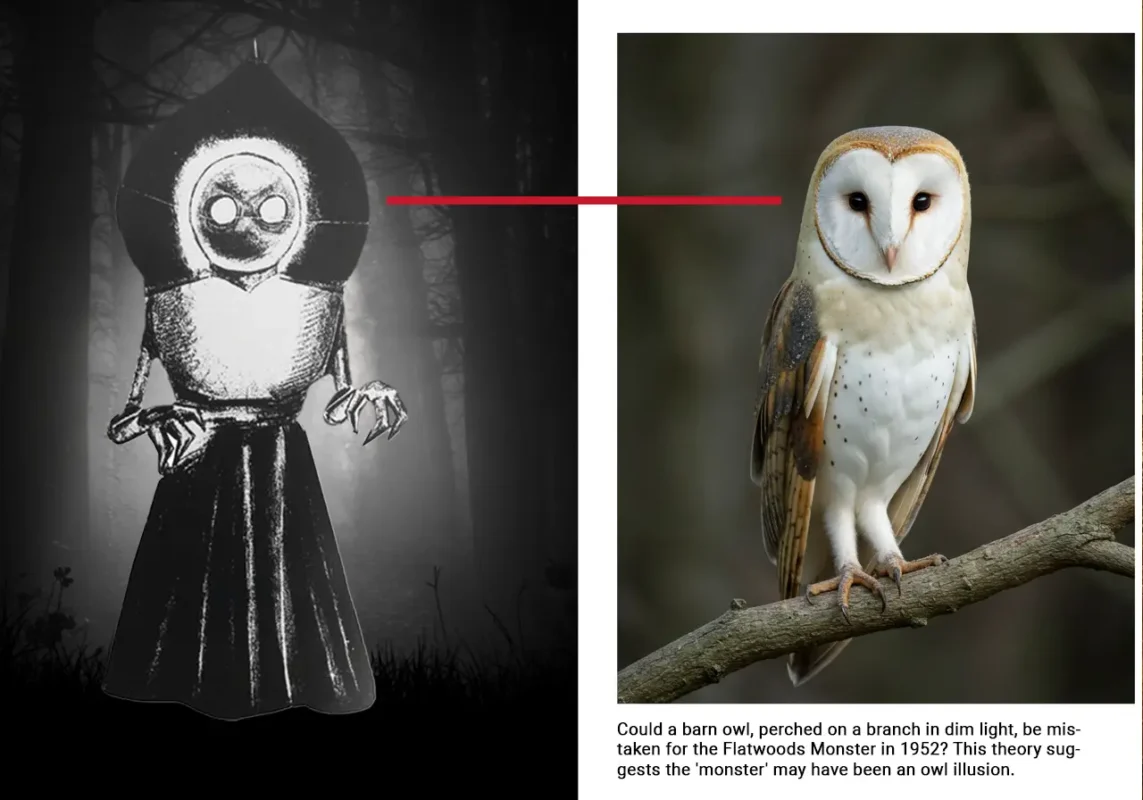 Flatwoods Monster owl theory illusion infographic