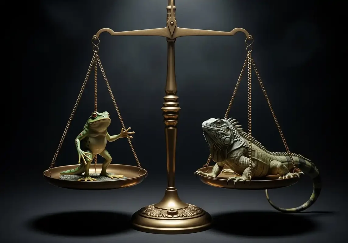 The Loveland Frog: 4 Police Sightings, 2 Theories, and 1 Unsolved Ohio Mystery 9 Loveland Frog vs iguana scale of justice