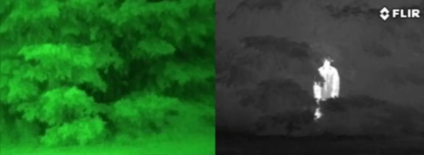 Bigfoot: What Does The New 2025 Evidence Really Tell Us? 16 Night vision vs thermal imagine showing that tree cover cannot hide a person from