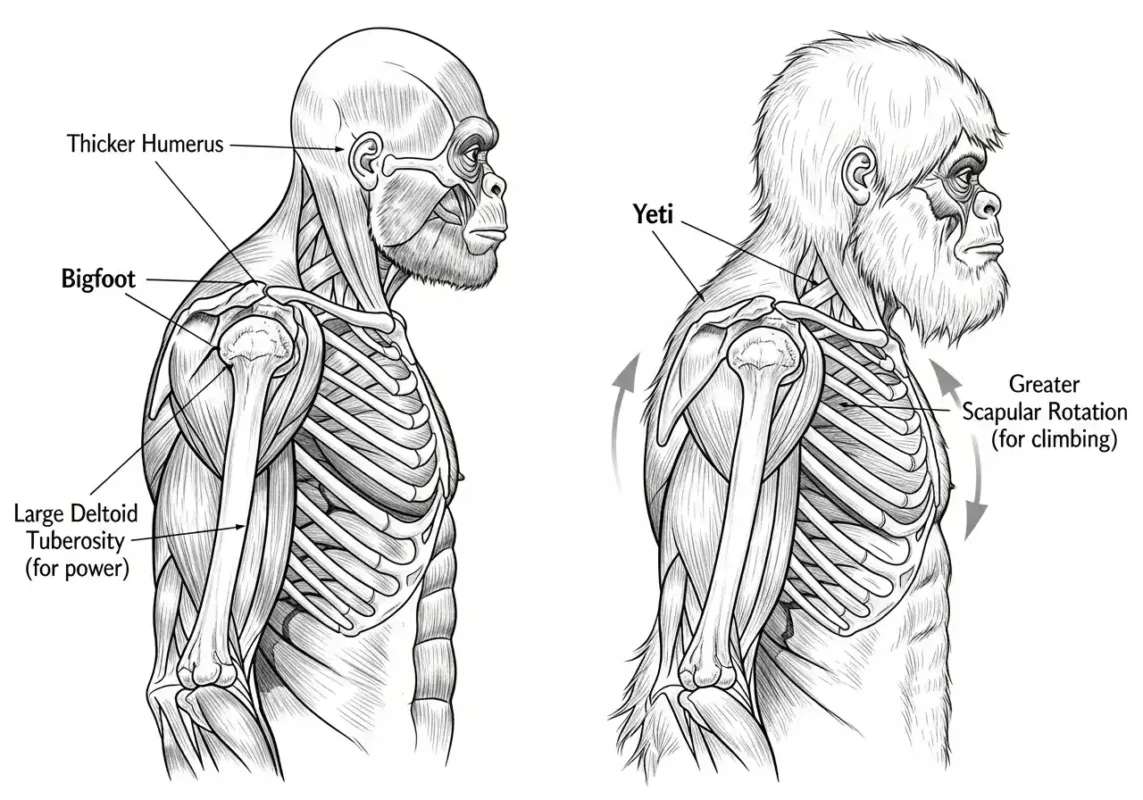 Bigfoot vs Yeti: If They Fought in 3 Different Arenas, Who Would Actually Win? 4 Yeti Bigfoot arm anatomy comparison