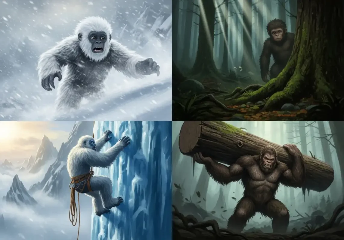 Bigfoot vs Yeti: If They Fought in 3 Different Arenas, Who Would Actually Win? 5 Yeti and Bigfoot training montage art