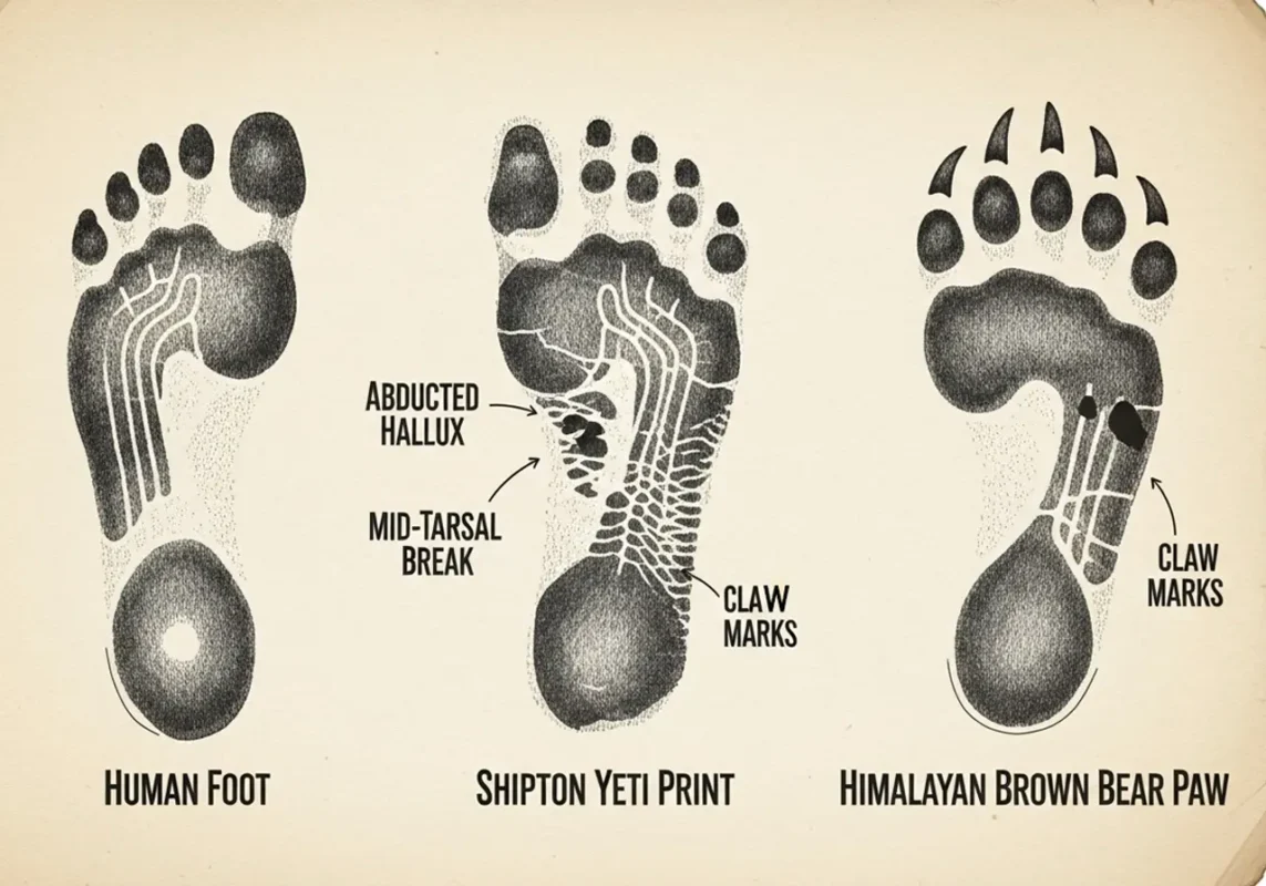 Yeti: The Complete Guide To The Himalayan Legend 7 Yeti footprint vs bear footprint infographic