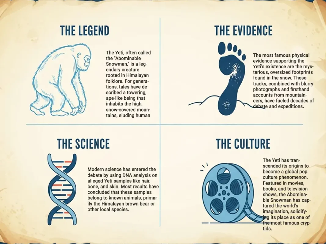 Yeti: The Complete Guide To The Himalayan Legend 20 Yeti legend and science summary infographic