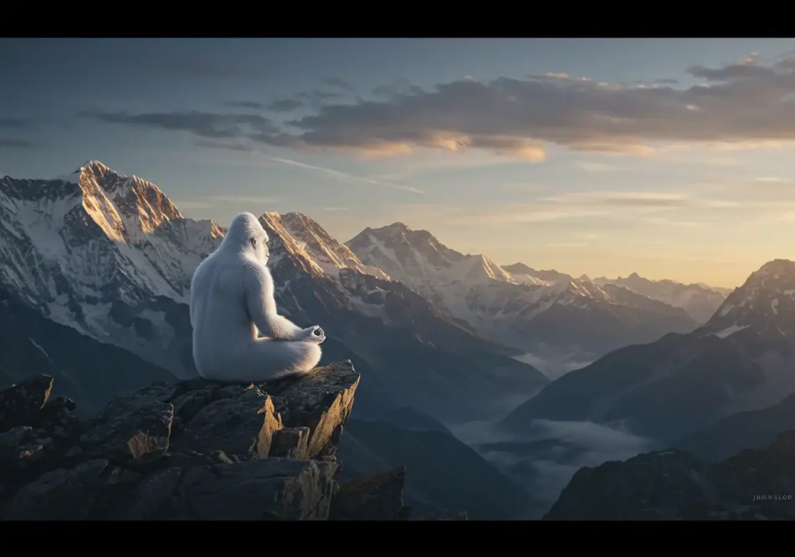 Bigfoot vs Yeti: If They Fought in 3 Different Arenas, Who Would Actually Win? 6 Yeti meditating on mountain peak