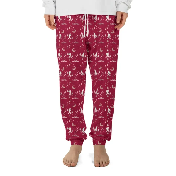 Biking Bigfoot Pajama Joggers Christmas Sasquatch Lounge Pants