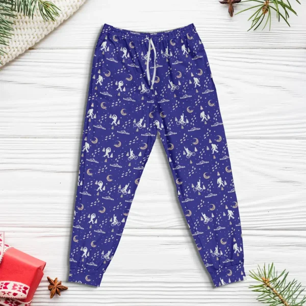 Biking Bigfoot Pajama Joggers Christmas Sasquatch Lounge Pants