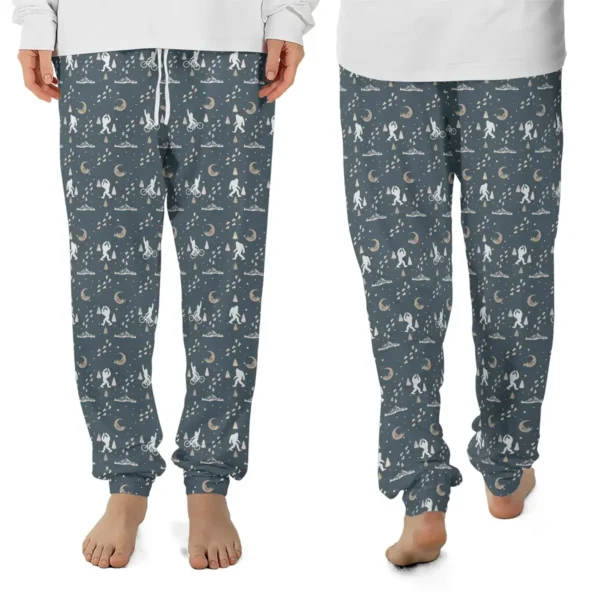 Biking Bigfoot Pajama Joggers Christmas Sasquatch Lounge Pants