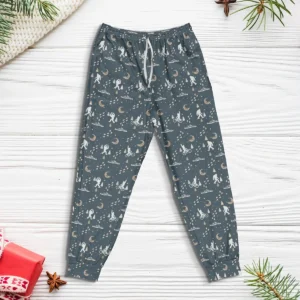 Biking Bigfoot Pajama Joggers Christmas Sasquatch Lounge Pants