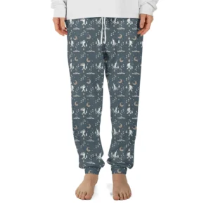 Biking Bigfoot Pajama Joggers Christmas Sasquatch Lounge Pants