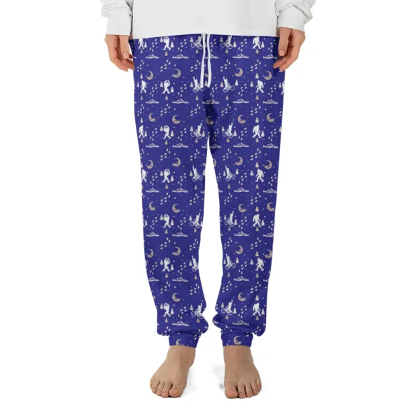 Biking Bigfoot Pajama Joggers Christmas Sasquatch Lounge Pants
