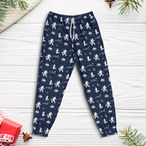 Fishing Bigfoot Pajama Joggers Gift for Fisherman & Anglers